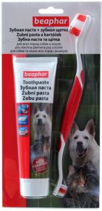 BEAPHAR:> Зубная паста + зубная щётка двухразмерная Beaphar для собак и кошек .В зоомагазине ЗооОстров товары производителя BEAPHAR (БЕАФАР) Голландия. Доставка.