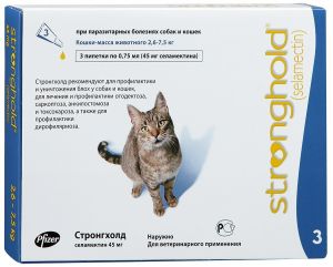 Stronghold:> Капли от блох и клещей Stronghold для кошек от 2,6 до 7,5 кг 3 пипетки .В зоомагазине ЗооОстров товары производителя Pfizer(США). Доставка.