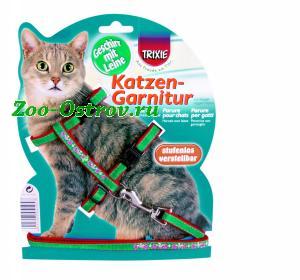 TRIXIE:> Шлейка Trixie с вышивкой для кошки, вельвет 22–36 cm/10 mm  4191 .В зоомагазине ЗооОстров товары производителя TRIXIE (ТРИКСИ) Германия. Доставка.