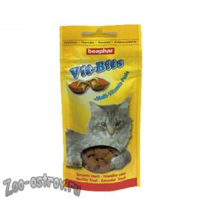 BEAPHAR:> Подушечки Beaphar Vit Bits для кошек витаминные 35гр .В зоомагазине ЗооОстров товары производителя BEAPHAR (БЕАФАР) Голландия. Доставка.