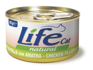 LifeCat:> Консервы для кошек Lifecat Chicken - Duck курица с уткой в бульоне 85г .В зоомагазине ЗооОстров товары производителя Life Petcare (Италия). Доставка.