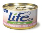 Консервы для кошек Lifecat Tuna - Shrimps тунец с креветками в бульоне 85г