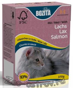BOZITA:> Корм для кошек Bozita Tetra Pak Лосось в соусе для взрослых кошек консервы 370гр .В зоомагазине ЗооОстров товары производителя BOZITA (БОЗИТА) Швеция. Доставка.