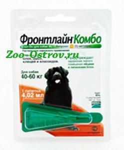 FRONTLINE:> Противопаразитарное средство Фронтлайн Комбо-XL для собак 40-60кг 1х4,02мл .В зоомагазине ЗооОстров товары производителя FRONTLINE (ФРОНТЛАЙН) Франция. Доставка.