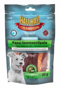 Hau Hau:> Лакомство для собак Hau-Hau Champion Chicken-lamb slice ломтики курицы с бараниной 80 г .В зоомагазине ЗооОстров товары производителя Hau Hau (Хау-Хау) Финляндия. Доставка.