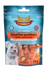 Hau Hau:> Лакомство для собак Hau-Hau Champion 2in1 Chicken-carrot куриное филе с морковью 70 г .В зоомагазине ЗооОстров товары производителя Hau Hau (Хау-Хау) Финляндия. Доставка.