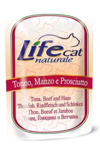 LifeCat:> Корм для кошек LifeCat tuna, beef and ham тунец с говядиной и ветчиной в желе консервы(пауч) 70г .В зоомагазине ЗооОстров товары производителя Life Petcare (Италия). Доставка.