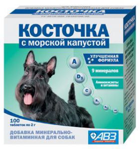 Косточка:> Витаминно-минеральная добавка для собак Косточка с морской капустой 100тб  .В зоомагазине ЗооОстров товары производителя АгроВетЗащита (АВЗ) Россия. Доставка.