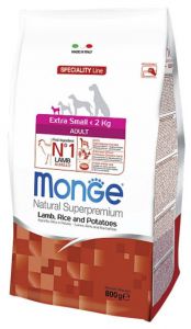 Monge Dog:> Корм для собак Monge Dog Speciality Extra Small ягненок с рисом и картофелем для миниатюрных пород сухой 0.8кг .В зоомагазине ЗооОстров товары производителя Monge (Монже) Италия. Доставка.