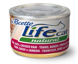 LifeCat:> Консервы для кошек Lifecat Tuna - Beef - Chicken ham тунец с говядиной и куриной ветчиной в бульоне 150г .В зоомагазине ЗооОстров товары производителя Life Petcare (Италия). Доставка.
