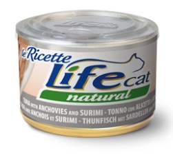LifeCat:> Консервы для кошек Lifecat Tuna - Anchovies - Surimi тунец с анчоусами и сурими в бульоне 150 г .В зоомагазине ЗооОстров товары производителя Life Petcare (Италия). Доставка.