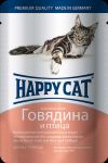 Консервы для кошек Happy Cat говядина,птица 100г