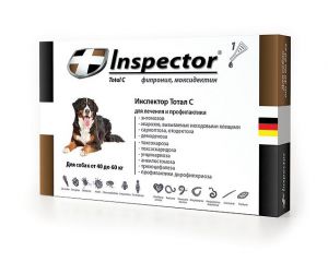 Inspector:> Капли от блох, клещей и глистов Инспектор Тотал С для собак от 40кг до 60кг 1пипетка .В зоомагазине ЗооОстров товары производителя Экопром (Россия). Доставка.
