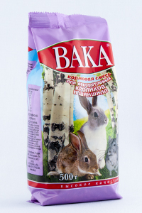 ВАКА:> Корм Вака ВК для шиншилл и декоративных кроликов 500г .В зоомагазине ЗооОстров товары производителя БИОСФЕРА (ВАКА) Россия. Доставка.