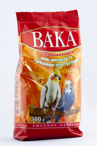 ВАКА:> Корм Вака ВК для мелких и средних попугаев 500г .В зоомагазине ЗооОстров товары производителя БИОСФЕРА (ВАКА) Россия. Доставка.