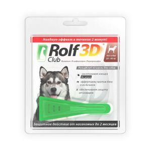 ROLF CLUB:> Капли от блох и клещей ROLF CLUB 3D для собак от 20кг до 40кг 1пипетка .В зоомагазине ЗооОстров товары производителя Экопром (Россия). Доставка.