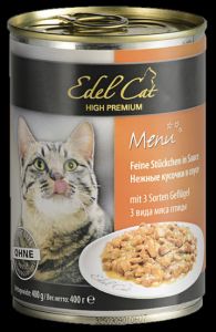 Edel Cat:> Консервы для кошек Edel Cat 3 вида мяса 400г .В зоомагазине ЗооОстров товары производителя Edel Cat(Эдель Кэт). Доставка.