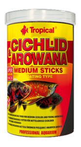 TROPICAL:> Корм для рыб Tropical Cichlid&Arowana  Medium Sticks красящий корм для средних цихлид и арован палочки 360г .В зоомагазине ЗооОстров товары производителя TROPICAL. Доставка.