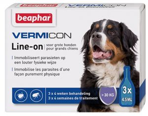 BEAPHAR:> Капли от блох и клещей Beaphar VERMICON Line-on от блох и клещей для собак крупных пород (>30кг) 3 ппт .В зоомагазине ЗооОстров товары производителя BEAPHAR (БЕАФАР) Голландия. Доставка.