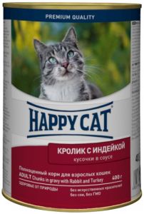 Happy Cat:> Консервы для кошек Happy Cat кролик, индейка 400г .В зоомагазине ЗооОстров товары производителя Happy Cat(Хэппи Кэт). Доставка.