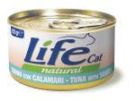 Консервы для кошек Lifecat Tuna - Squid rinгs тунец с кальмаром в бульоне 85г