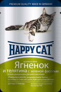 Happy Cat:> Консервы для кошек Happy Cat ягненок,теленок,зеленая фасоль 100г .В зоомагазине ЗооОстров товары производителя Happy Cat(Хэппи Кэт). Доставка.