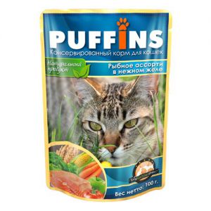 Puffins:> Корм для кошек Puffins. В зоомагазине ЗооОстров товары производителя Puffins. Доставка.