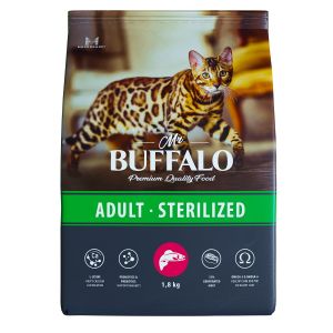 Корм для кошек Mr.Buffalo Sterilized лосось для стерилизованных кошек и кастрированных котов  ― ЗооОстров (Zoo-Ostrov.ru)