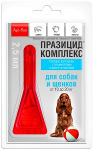 Апи-Сан:> Препарат от глистов Празицид-Комплекс 3 в 1 для собак от 10 до 20кг 1х2,5мл.В зоомагазине ЗооОстров товары производителя Апи-Сан (Россия). Доставка.