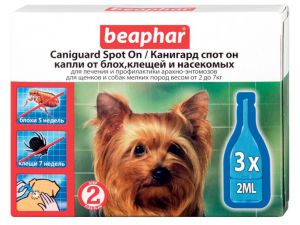 BEAPHAR:> Капли от блох и клещей Beaphar Caniguard Spot on для взрослых собак и щенков мелких пород 3 пипетки .В зоомагазине ЗооОстров товары производителя BEAPHAR (БЕАФАР) Голландия. Доставка.