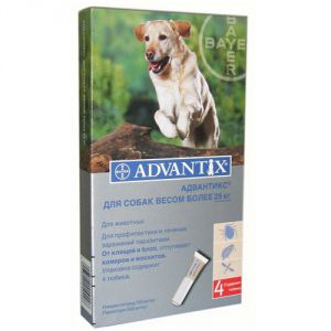 Advantix:> Капли от блох и клещей Адвантикс 400 для собак более 25кг, 4 пипетки по 4,0мл .В зоомагазине ЗооОстров товары производителя Bayer (Германия). Доставка.