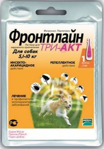 FRONTLINE:> Противопаразитарное средство Фронтлайн Три-Акт S для собак 5-10кг 1х1мл.В зоомагазине ЗооОстров товары производителя FRONTLINE (ФРОНТЛАЙН) Франция. Доставка.