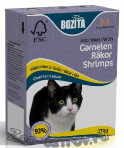 BOZITA:> Корм для кошек Bozita Tetra Pak Креветки в соусе для взрослых кошек консервы 370гр .В зоомагазине ЗооОстров товары производителя BOZITA (БОЗИТА) Швеция. Доставка.