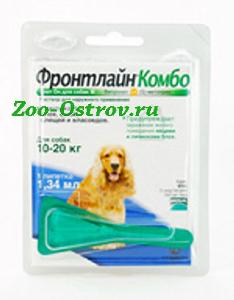 FRONTLINE:> Противопаразитарное средство Фронтлайн Комбо-М для собак 10-20кг 1х1,34мл .В зоомагазине ЗооОстров товары производителя FRONTLINE (ФРОНТЛАЙН) Франция. Доставка.