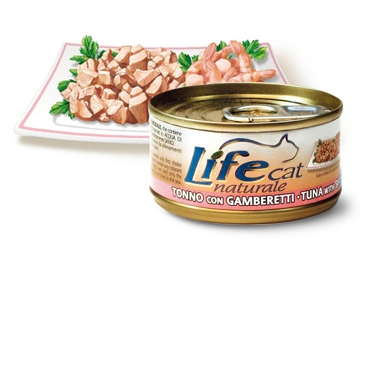 LifeCat:> Корм для кошек LifeCat tuna with shrimps тунец с креветками  консервы 70г .В зоомагазине ЗооОстров