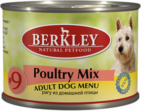 Berkley:> Корм для собак Berkley рагу из птицы  №9 консервы 200г .В зоомагазине ЗооОстров товары производителя Berkley (Беркли) Германия. Доставка.