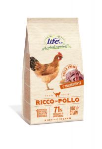 LifeCat:> Корм для кошек LifeCat Adult Rich in Chicken low grain с высоким содержанием свежей курицы низкозерновой 0,4кг .В зоомагазине ЗооОстров товары производителя Life Petcare (Италия). Доставка.
