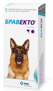 Бравекто(BRAVECTO):> Таблетки от блох и клещей Бравекто для собак 20-40кг 1т.*1000мг .В зоомагазине ЗооОстров товары производителя MSD (Австрия). Доставка.