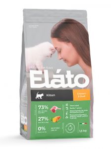 Elato:> Корм для кошек Elato Holistic для котят с курицей и уткой,  .В зоомагазине ЗооОстров товары производителя Elato (Италия). Доставка.
