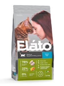 Elato:> Корм для кошек Elato Holistic для взрослых с рыбой для красивой и блестящей шерсти,  .В зоомагазине ЗооОстров товары производителя Elato (Италия). Доставка.