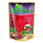 Корм для кошек Herbax мясное ассорти с листьями брусники консервы 100г