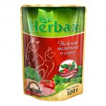 Корм для кошек Herbax нежная телятина с листьями брусники консервы 100г