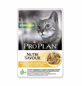 Pro Plan:> Корм для кошек Pro Plan STERILISED курица для стерилизованных кошек и кастрированных котов, дойпак консервы 85г .В зоомагазине ЗооОстров товары производителя Pro Plan. Доставка.