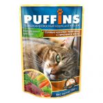 Корм для кошек Puffins Телятина и печень кусочки в желе консервы 100г 