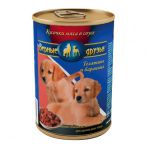 Корм для собак Верные друзья Телятина и Баранина Мясные кусочки в соусе для щенков консервы 400г 