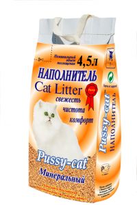 Pussy-cat:> Наполнитель для туалета Pussy-cat минеральный 4,5л .В зоомагазине ЗооОстров товары производителя ЭМАКС (Россия). Доставка.