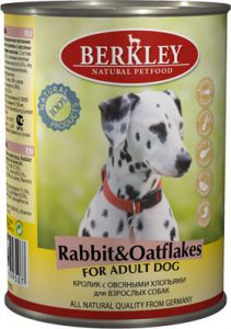 Berkley:> Корм для собак Berkley кролик с овсянкой консервы 400г .В зоомагазине ЗооОстров товары производителя Berkley (Беркли) Германия. Доставка.