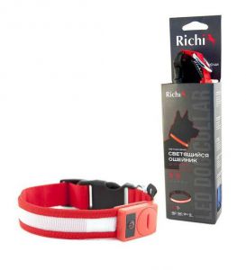 Richi:> Ошейник светящийся Richi LED 37-40см (M) с точечными светодиодами .В зоомагазине ЗооОстров товары производителя Richi (Ричи) Китай. Доставка.