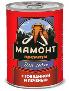 Мамонт:> Корм для собак Мамонт премиум говядина-печень консервы 340г .В зоомагазине ЗооОстров товары производителя Мамонт (Россия). Доставка.